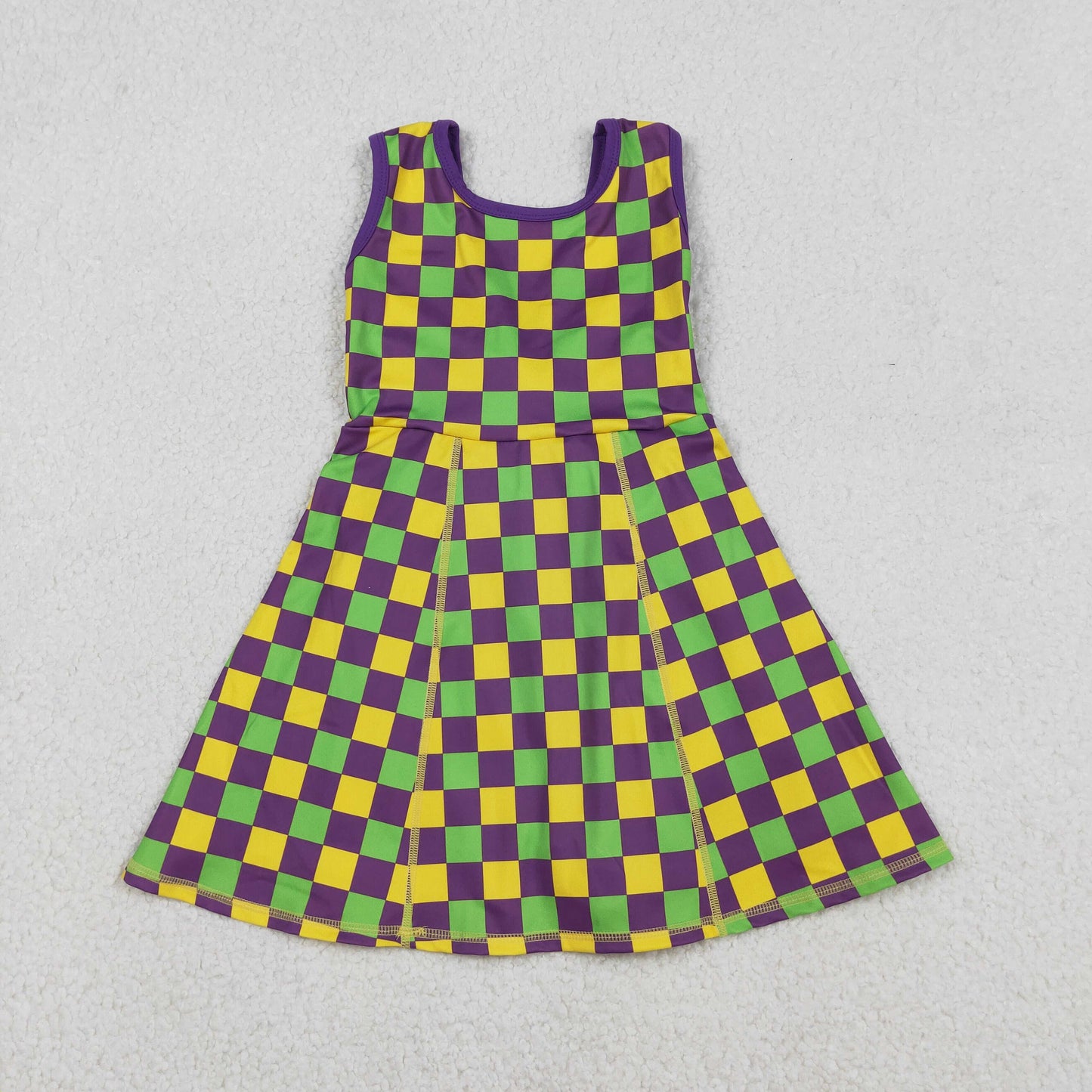 Mardi Gras Plaid Athletic Girls Dress GSD2946