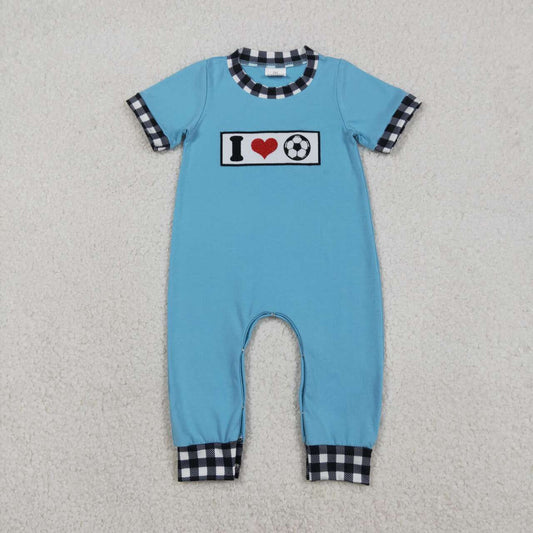Football embroidery Short Sleeve baby Romper SR3369