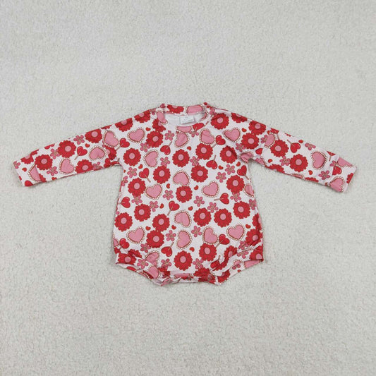 Valentine's Day flowers and hearts baby Romper LR2758