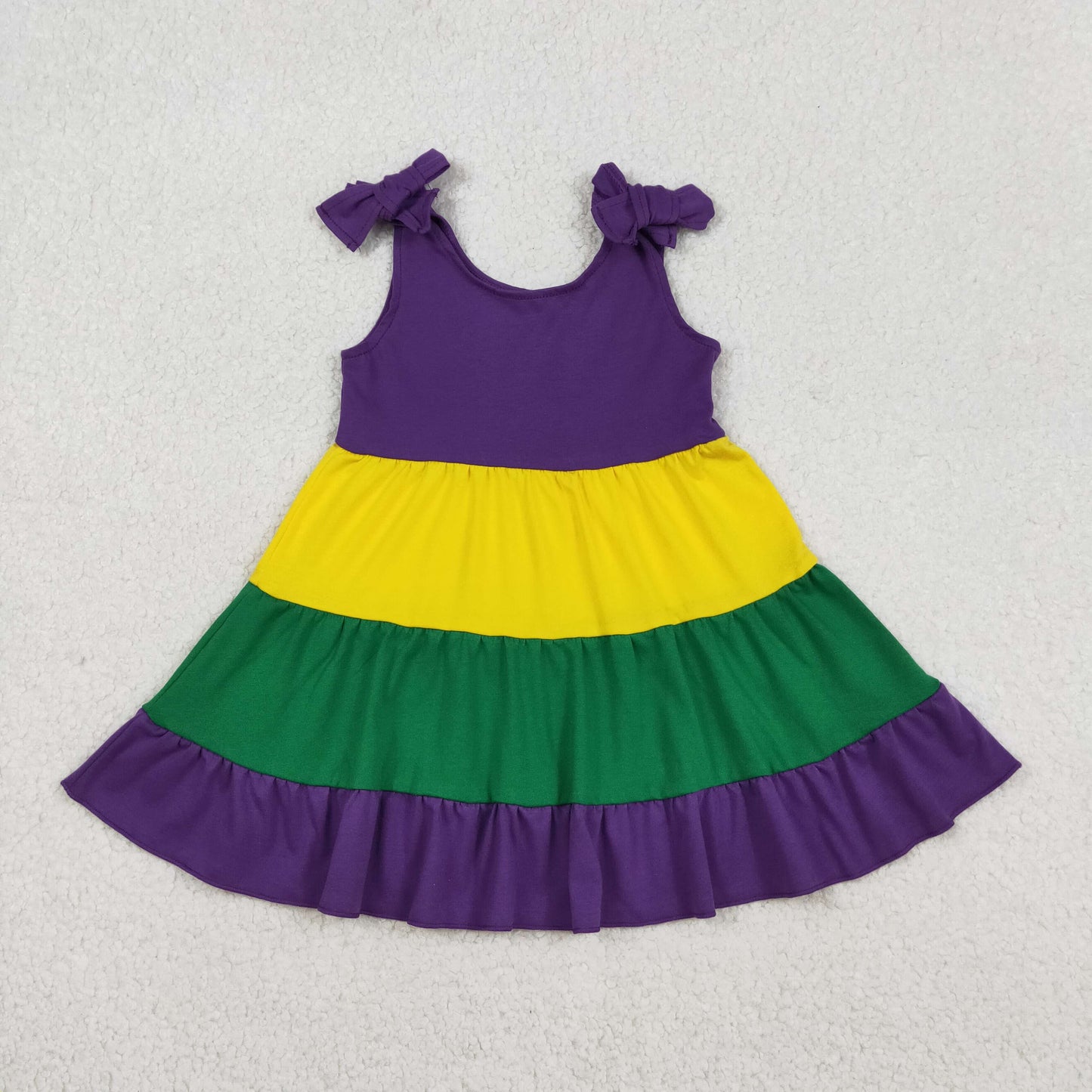 Mardi Gras tier print Short Girls Dress GSD2888