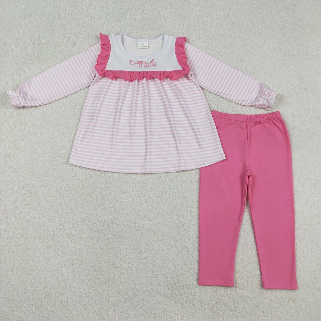 Valentine's Day lOVE embroidery long-sleeved Girls Set GLP2916