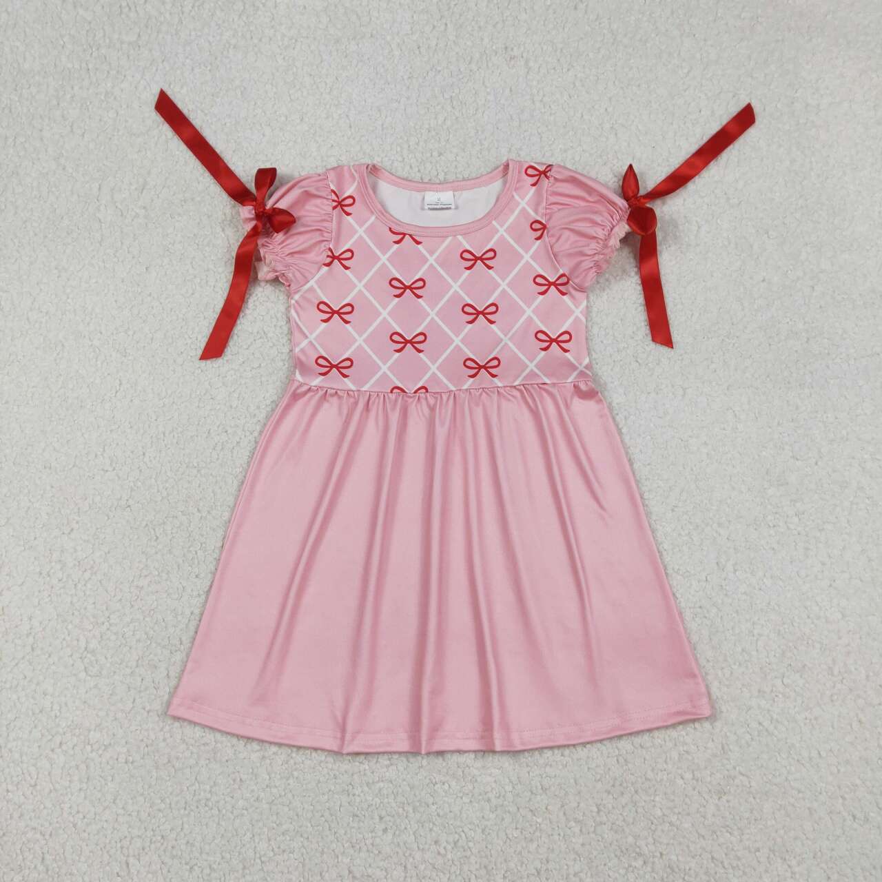 Pink Bow Short Sleeve Girls Dress GSD2883