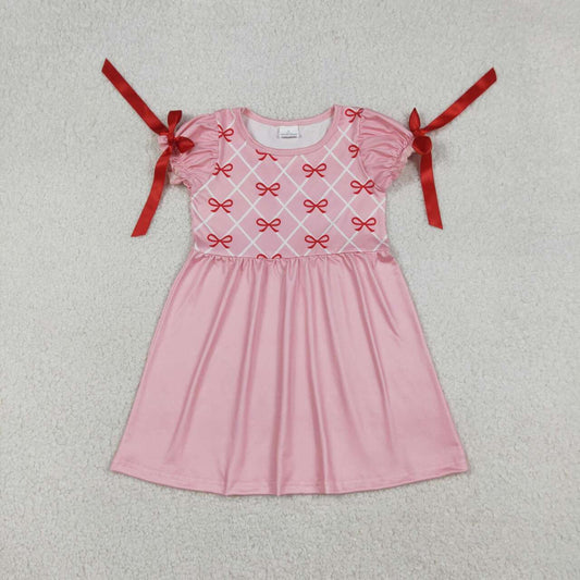 Pink Bow Short Sleeve Girls Dress GSD2883