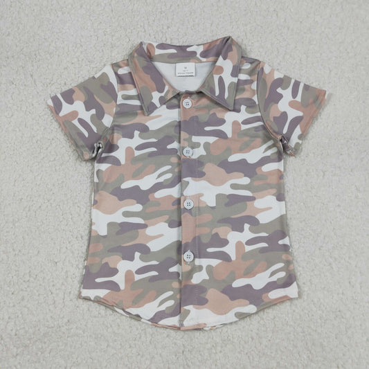 Camo Button Top BT1565