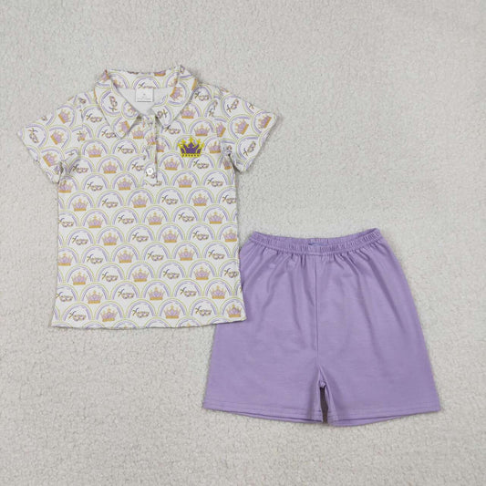 Mardi Gras crown Embroidered Boy set BSSO1565