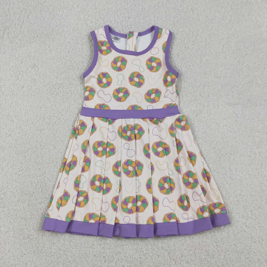 Mardi Gras Donut Athletic Short Girls Dress  GSD2867