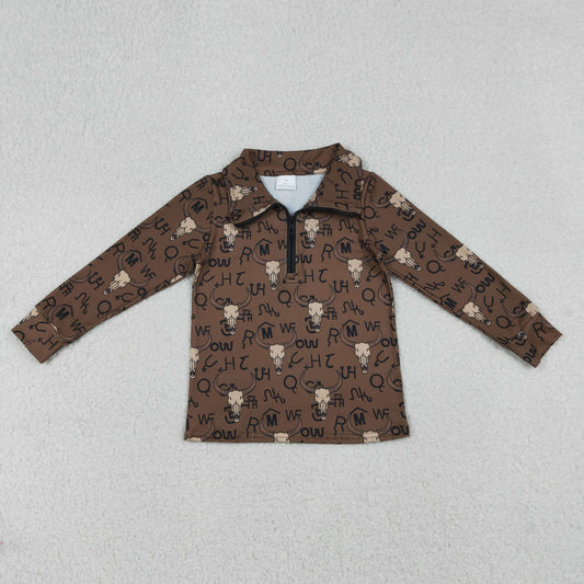western Cow Print Long Sleeve Pullover BT1597