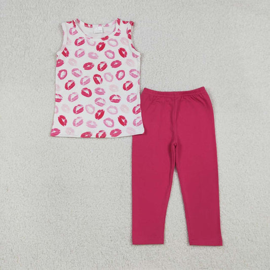 Hot Pink mouth Print Girls Set