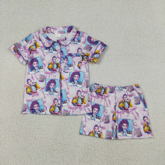 Purple Cartoon Button Pajamas GSSO2961