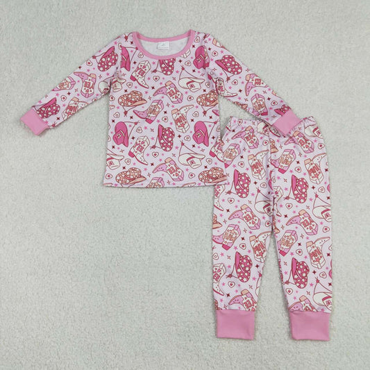 western Pink Boot Long Sleeve pajamas GLP3085