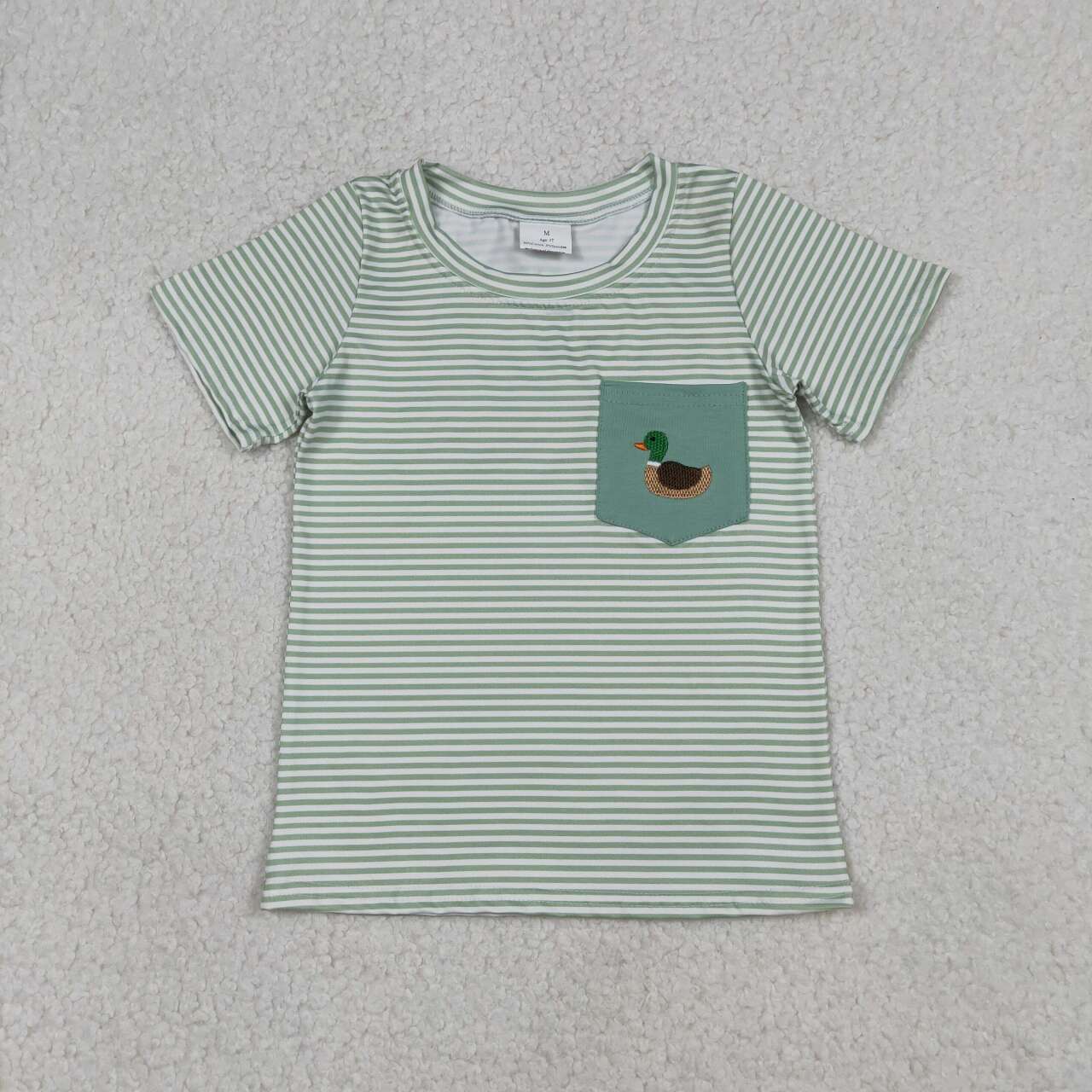 Green Stripe Duck print short sleeve Shirt BT1557