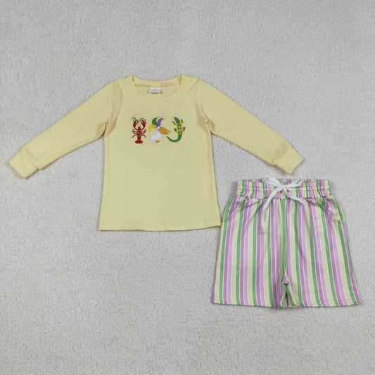 Mardi Gras lobster Embroidered Boy set BLS0015