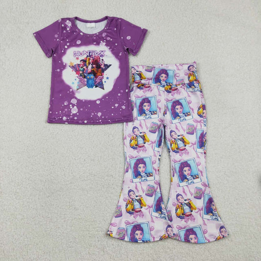 Purple Cartoon Bell Pants Girls Set GSPO2227