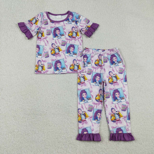 Mardi Gras Purple Cartoon short-sleeved pajamas GSPO2228