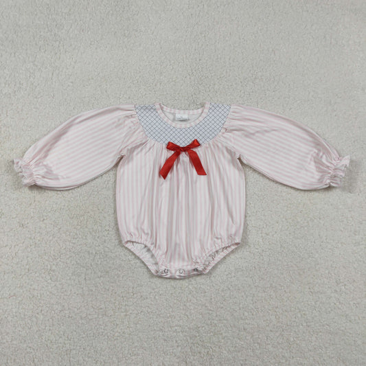 Embroidered bow baby romper LR2773