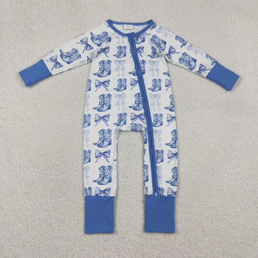 western Boot Print baby Romper LR2420
