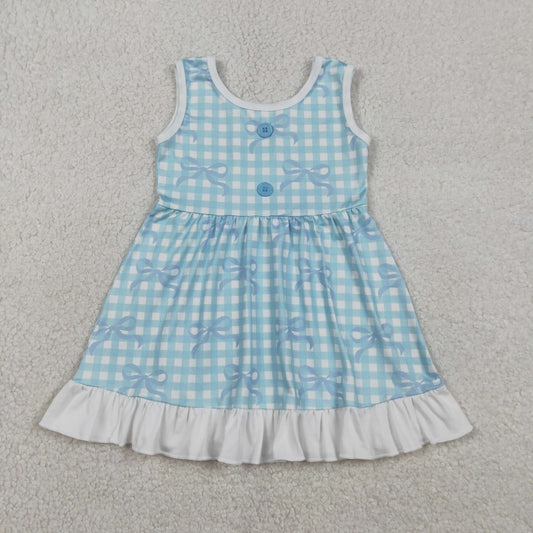 Blue Plaid sleeveless Girls Dress GSD3144