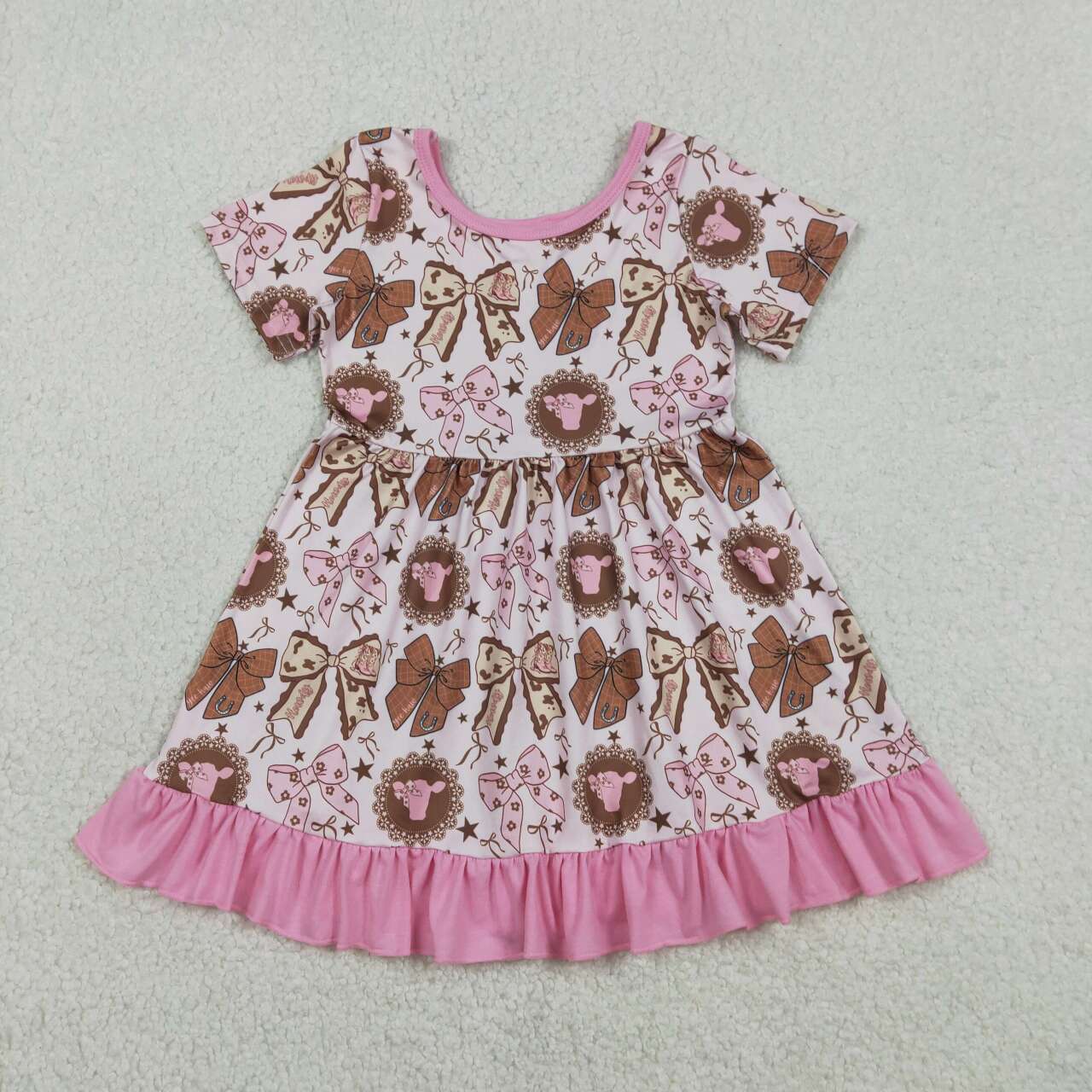 Pink Cow Short Sleeve Girls Dress GSD3384