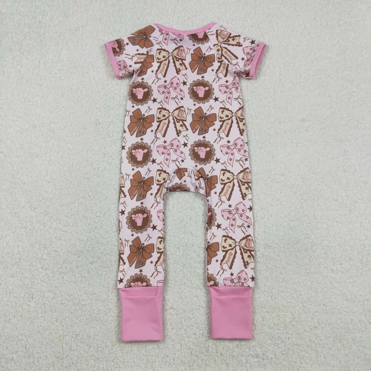 Pink Cow Bow baby Romper SR3763