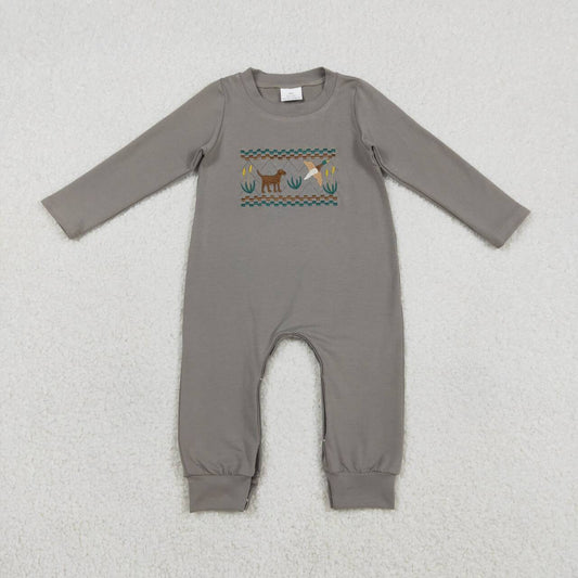 Gray duck embroidery Baby Romper LR2909