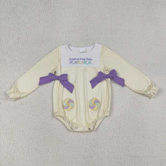 Sweet as king cake embroidery baby Romper LR2770