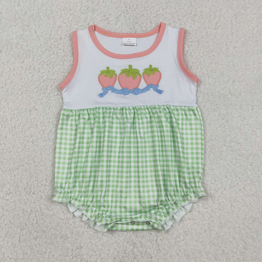 Strawberry sleeveless embroidery baby Romper SR3725