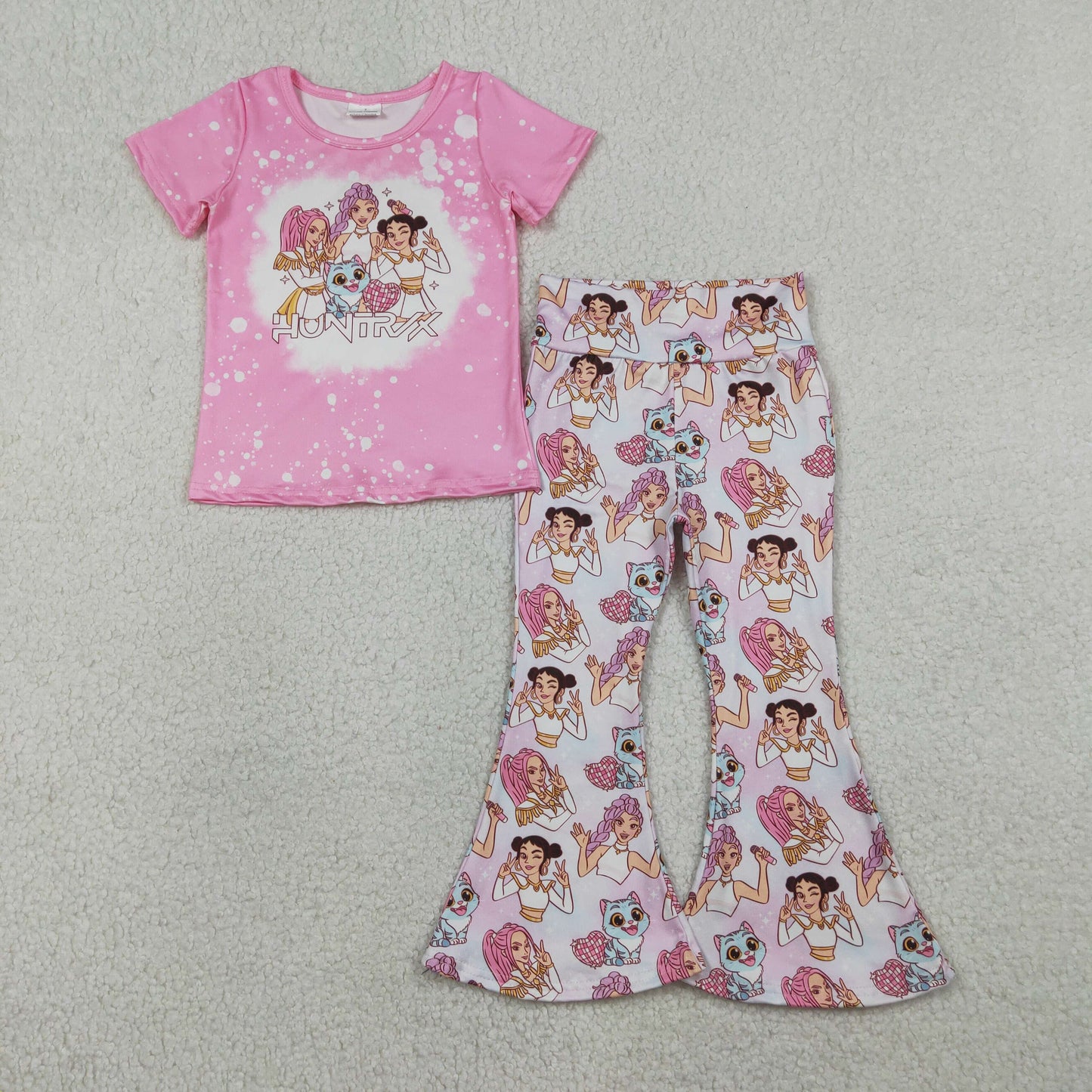 Pink Cartoon Bell Pants Girls Set GSPO2247