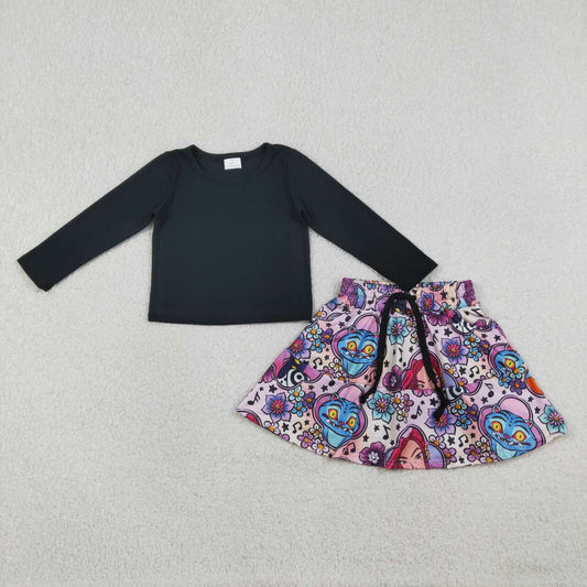 Black Cartoon girls skort set GLD1425
