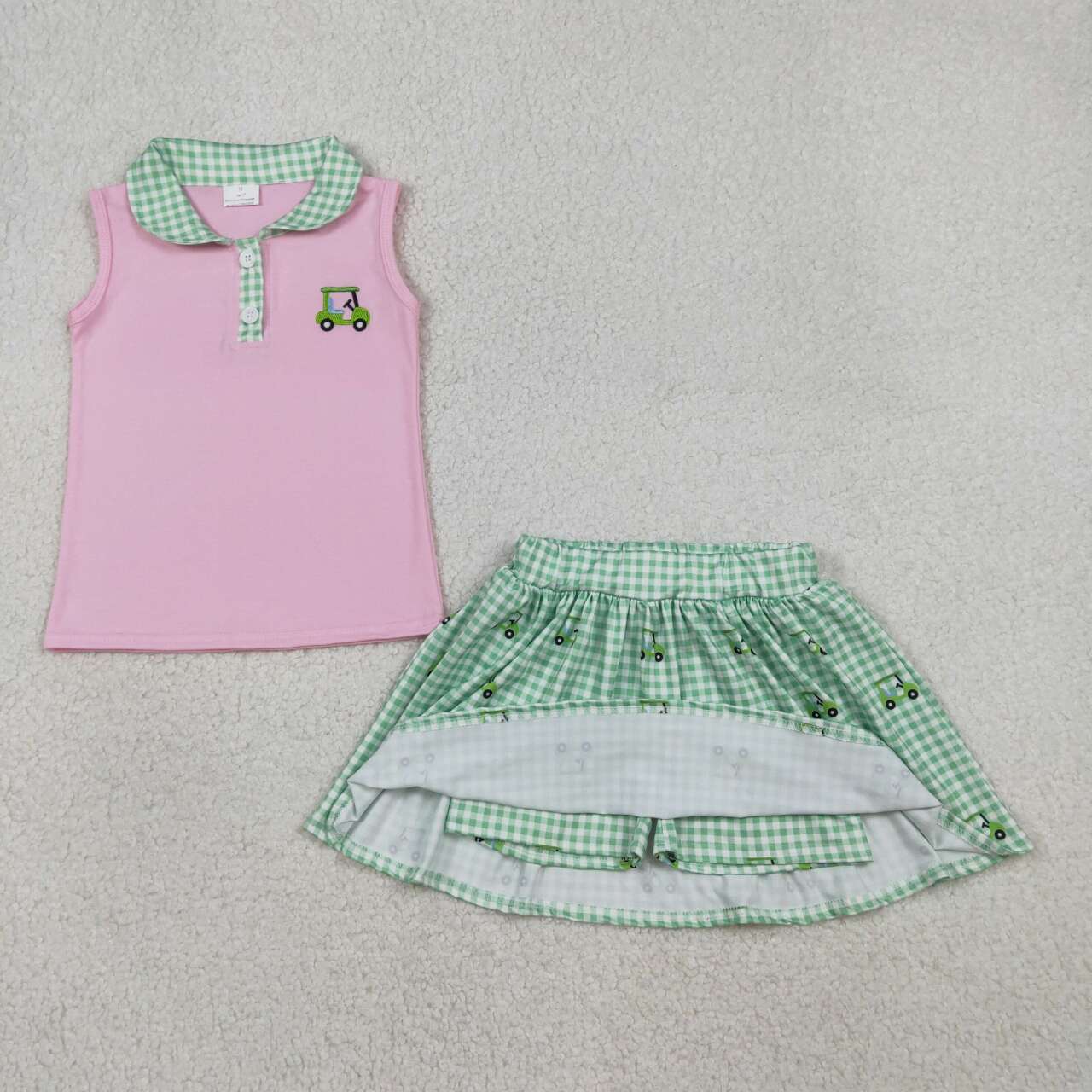Golf pink embroidery girls skort set GLK0217