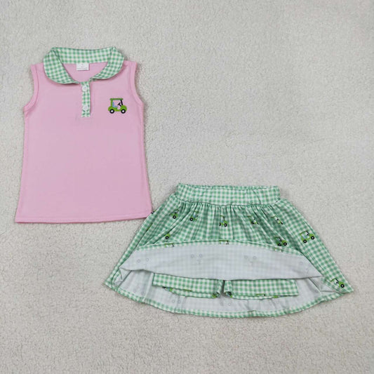 Golf pink embroidery girls skort set GLK0217