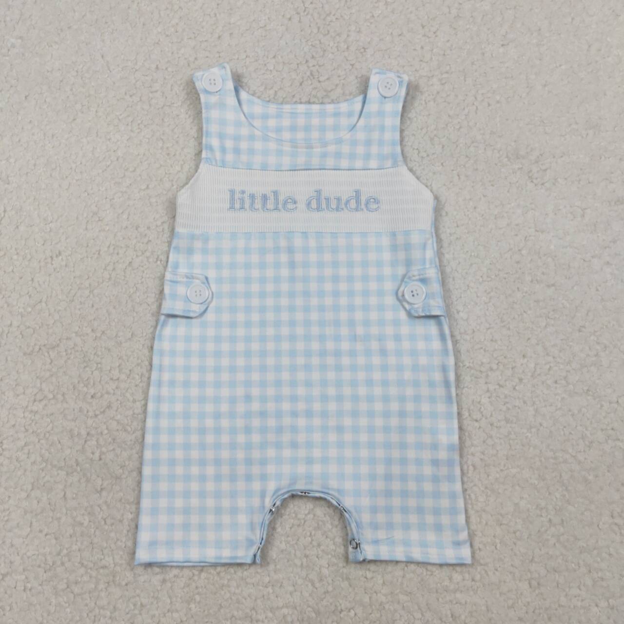 Blue Plaid embroidered Baby Romper SR3482