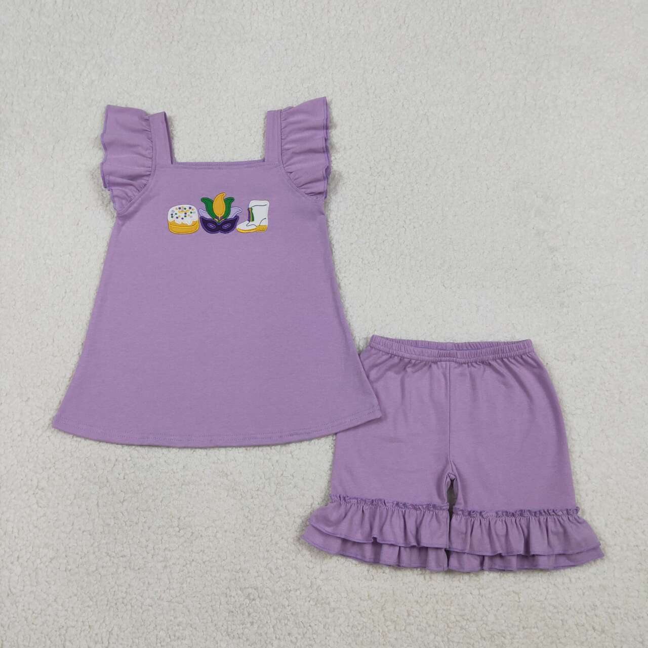 Mardi Gras embroidered Girls Set GSSO2828