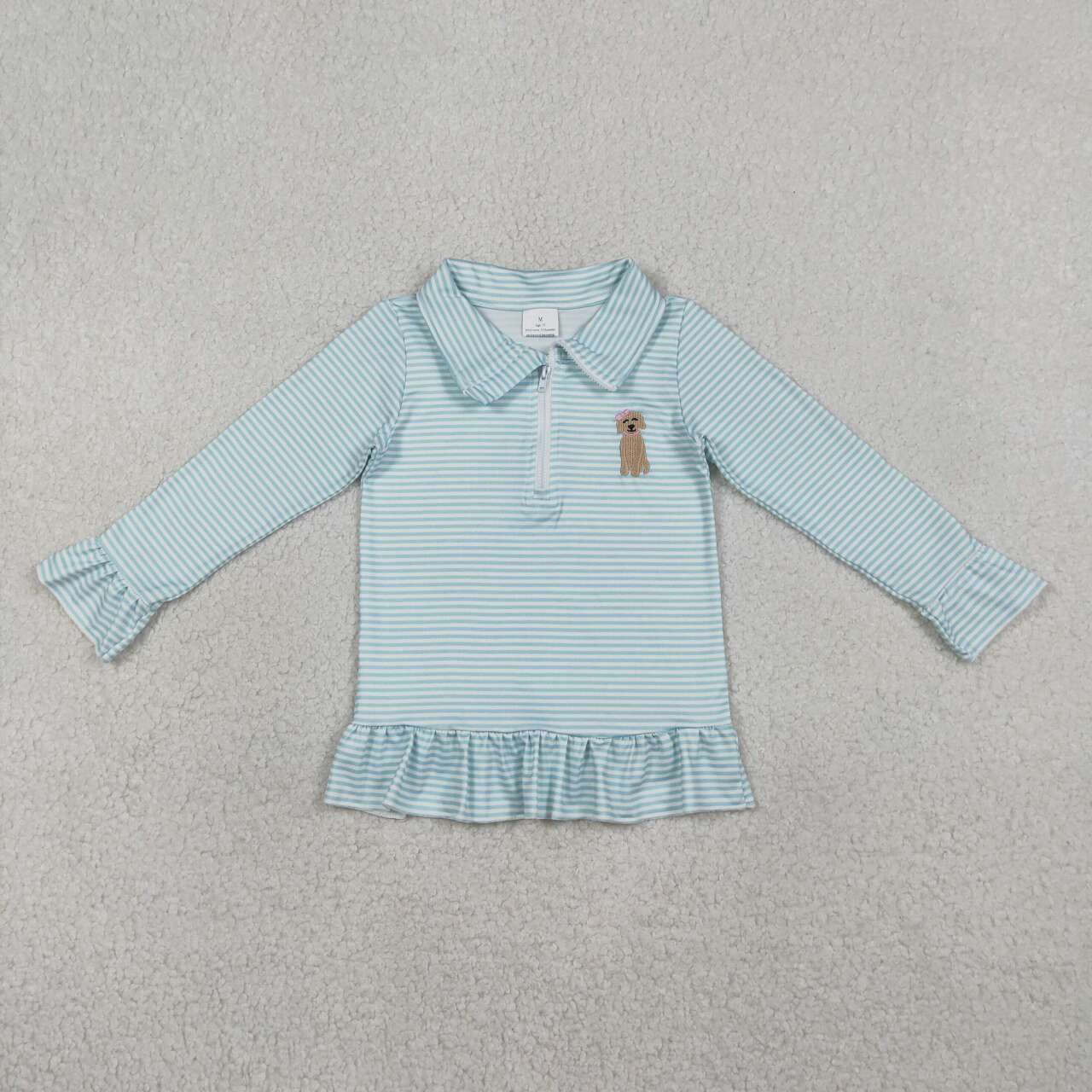 Embroidered Stripe Dog Long Sleeve Pullover GT1543