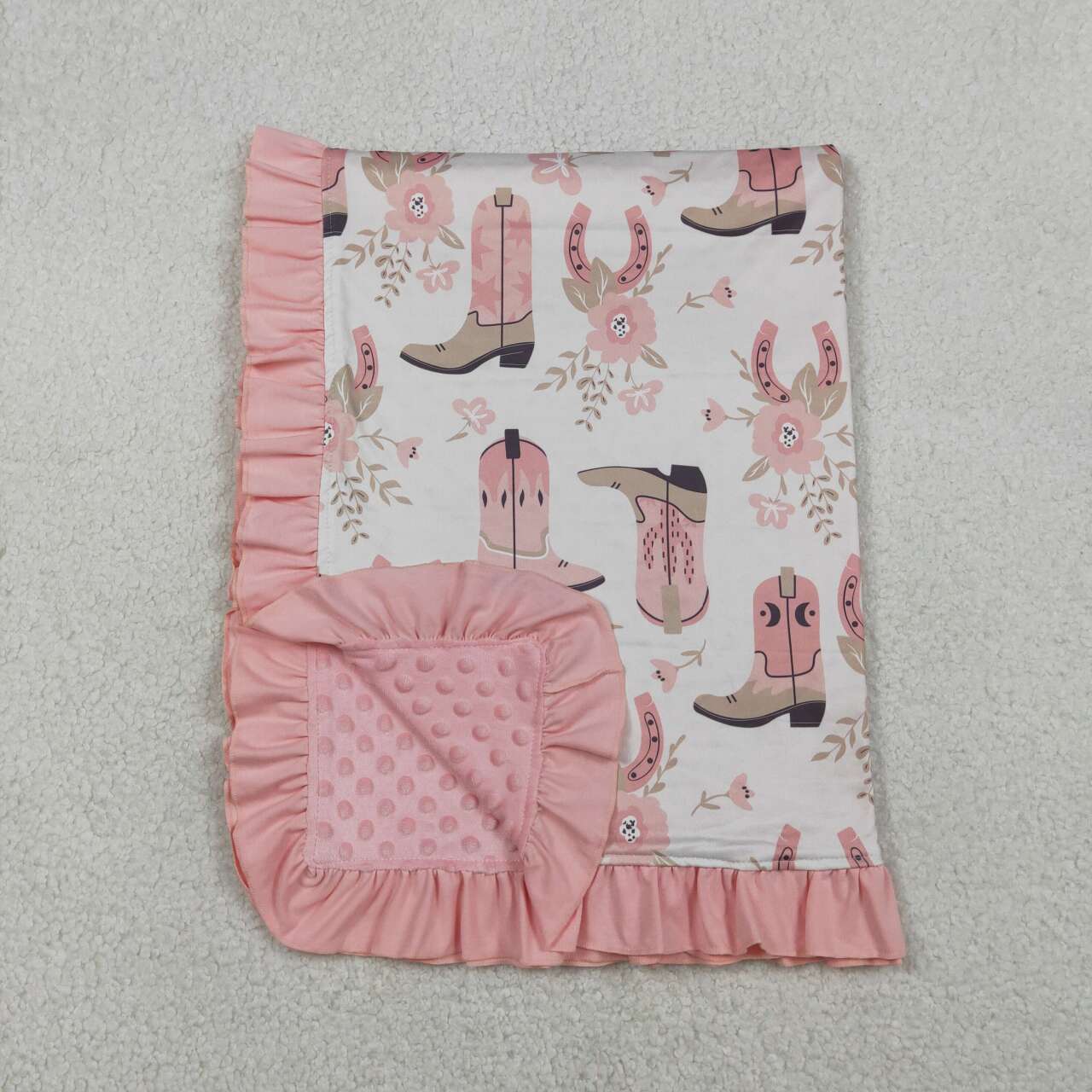 western Pink flower boot Print kids Blanket BL0246