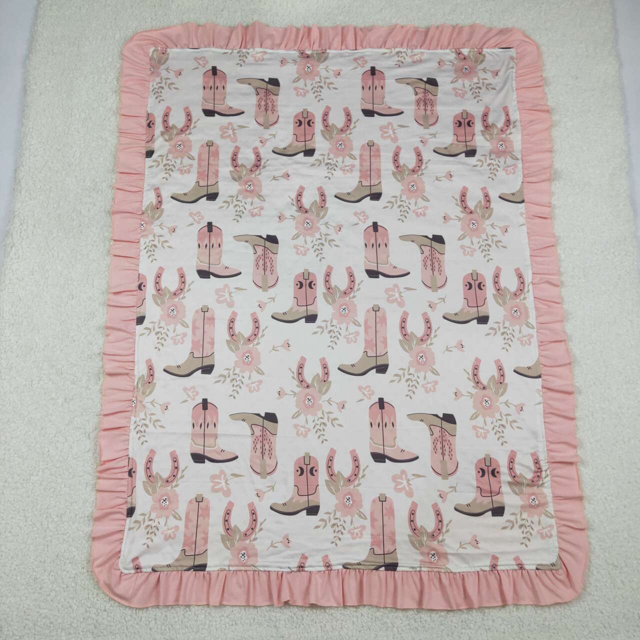 western Pink flower boot Print kids Blanket BL0246