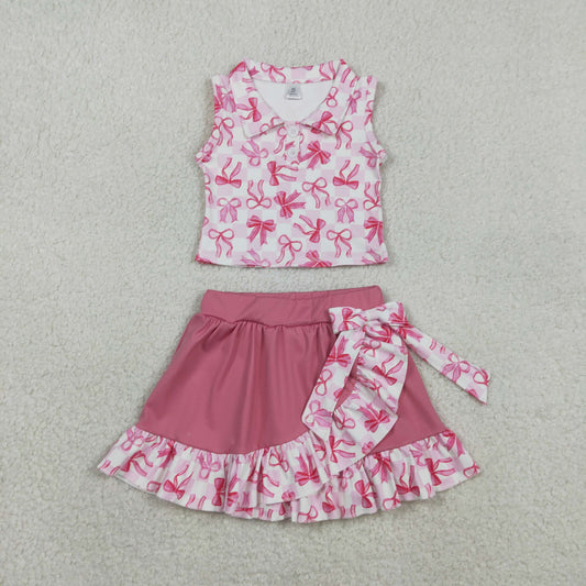 Pink sleeveless Bow athletic Girls Skort GSD3480