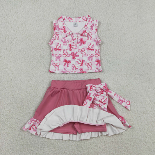 Pink sleeveless Bow athletic Girls Skort GSD3480
