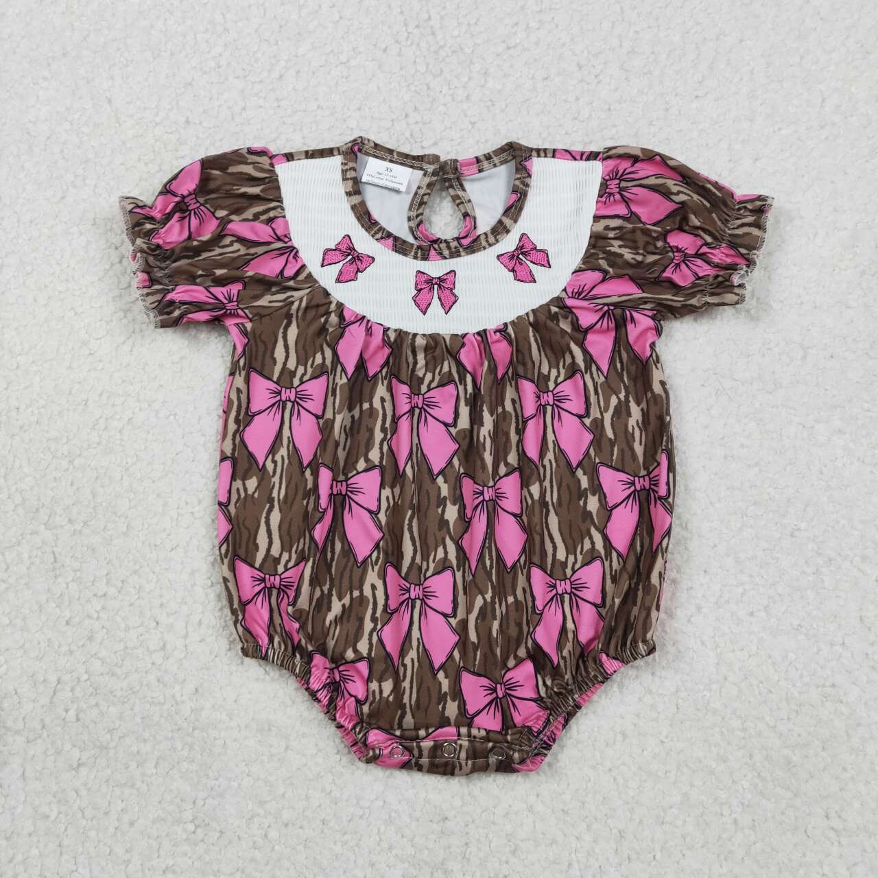 Camo Smock Bow baby romper SR3827