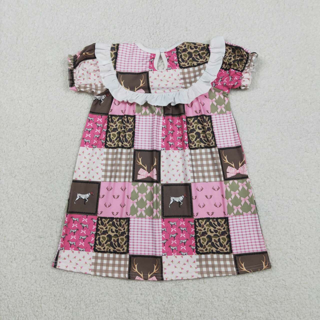 Camo Deer embroidery Girls dress GSD3484