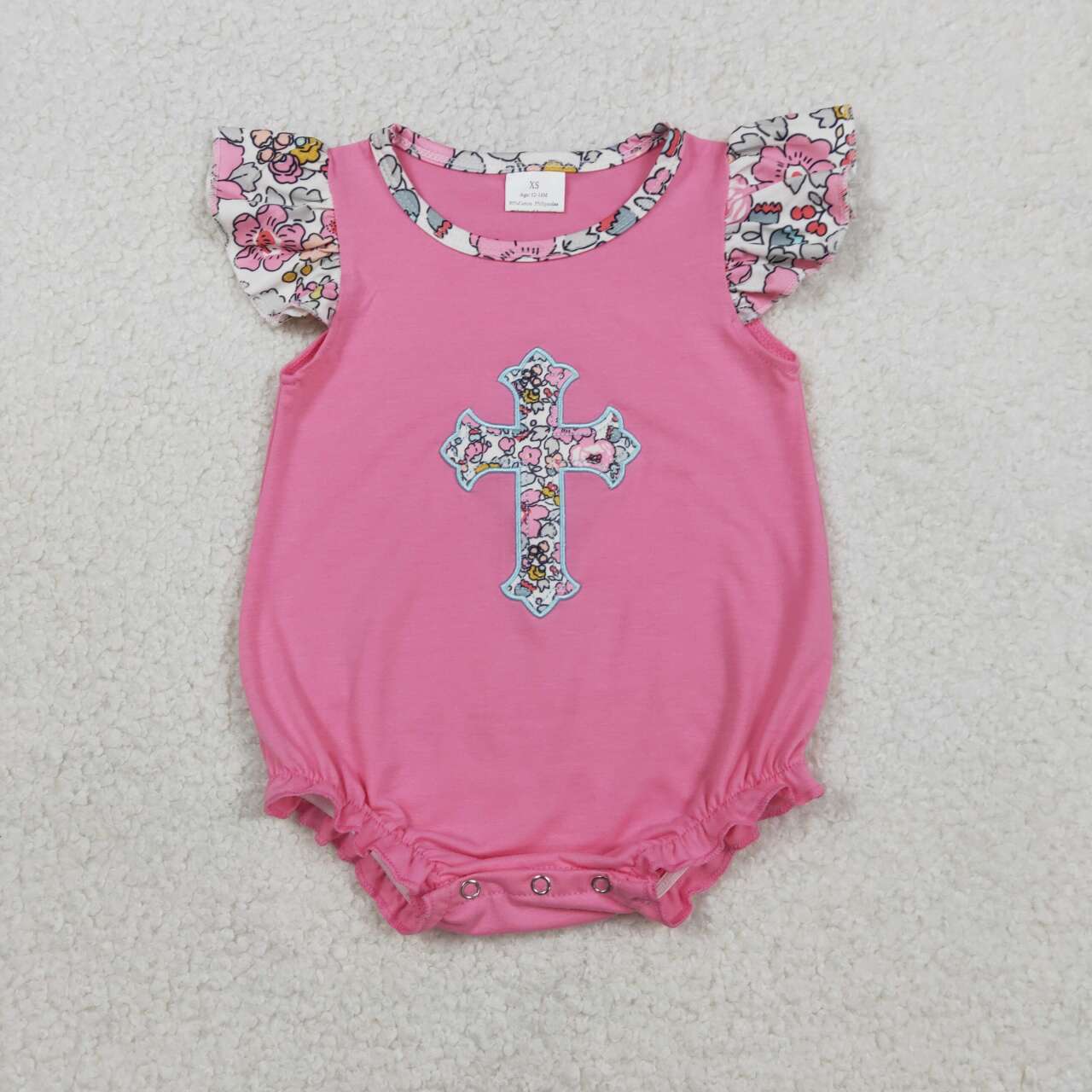 flower Embroidered cross Baby Romper SR3845