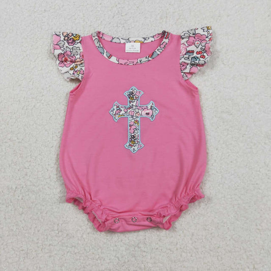 flower Embroidered cross Baby Romper SR3845