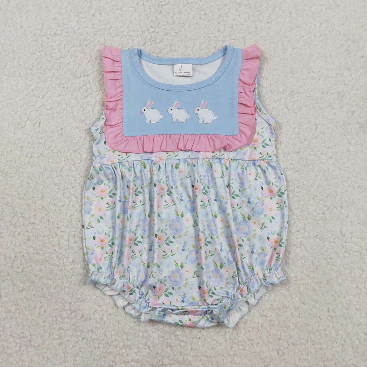 Easter flower embroidered Bunny Baby Romper SR3271