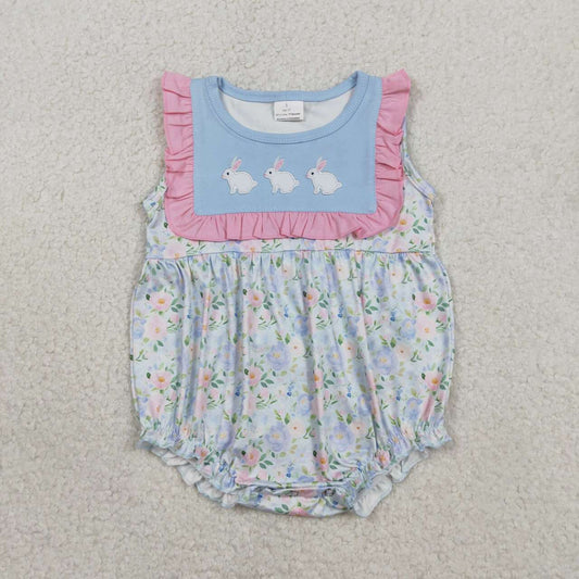 Easter flower embroidered Bunny Baby Romper SR3271