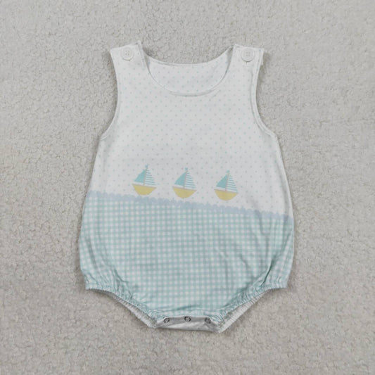 Sailboat Sleeveless Print Baby Romper SR3754