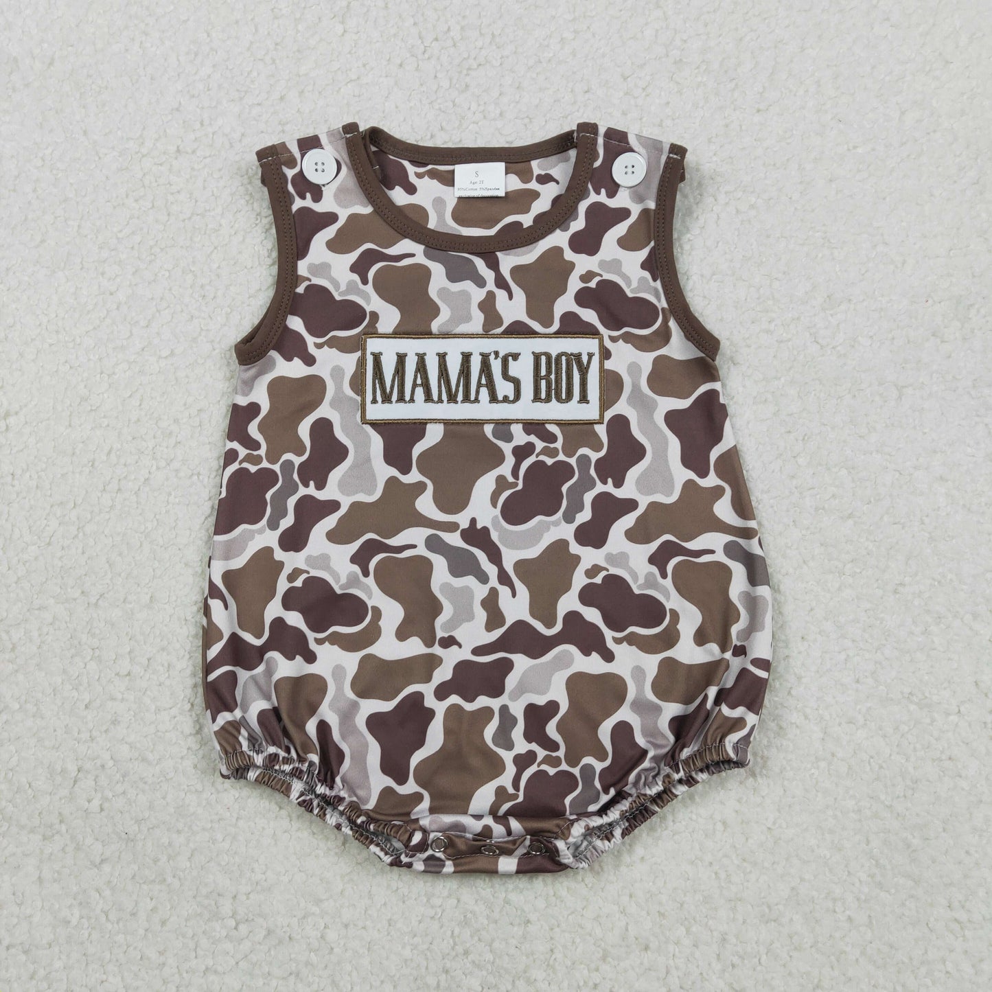 Camo embroidered MAMA'S Boy Baby Romper SR3889