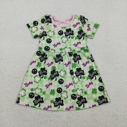st patrick day Lucky Short Sleeve Girls Dress GSD2840