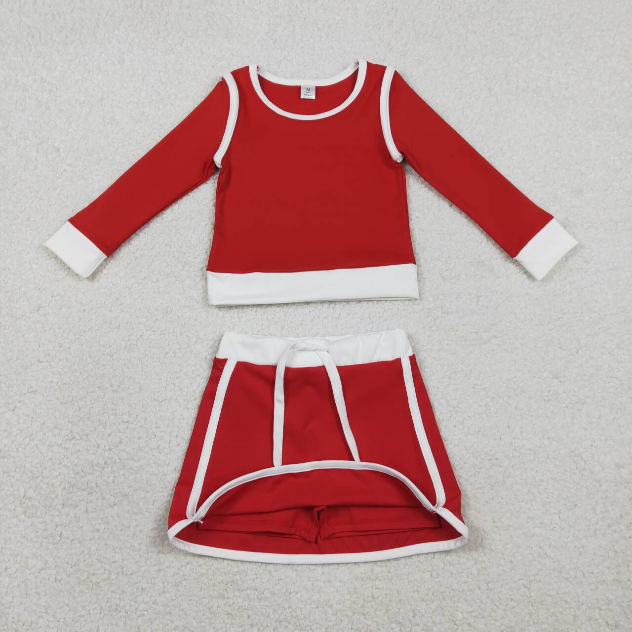 Solid Red Long Sleeve athletic Girls Skort GLD1482