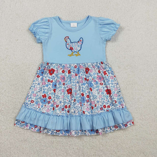 Floral embroidered chicken Girls dress GSD3418