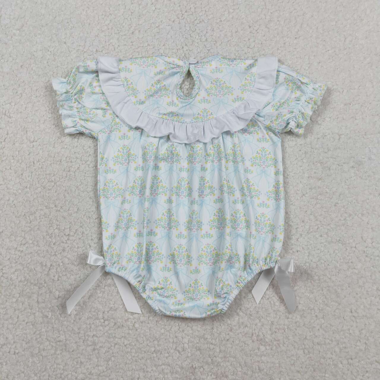 Floral embroidery Smock Girls baby romper SR3487