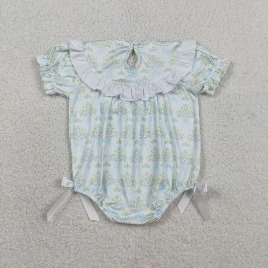 Floral embroidery Smock Girls baby romper SR3487